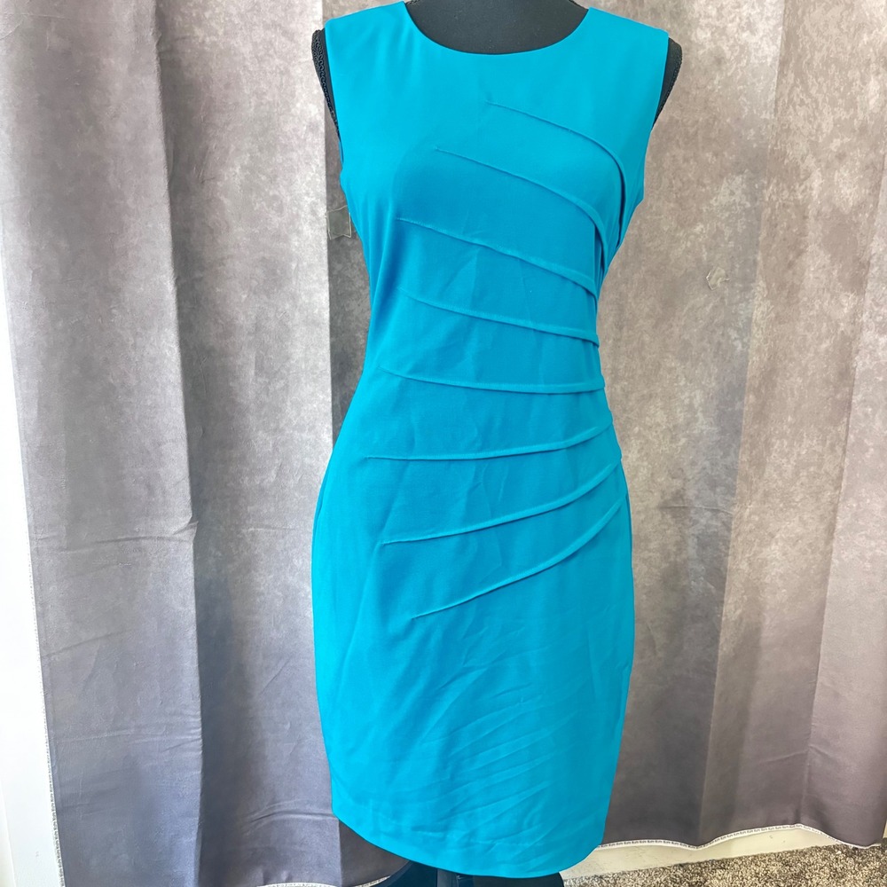 calvin klein sheath dress blue | Dresses | Calvin Klein Womens Size 2 Teal Career Cocktail Midi heel boots